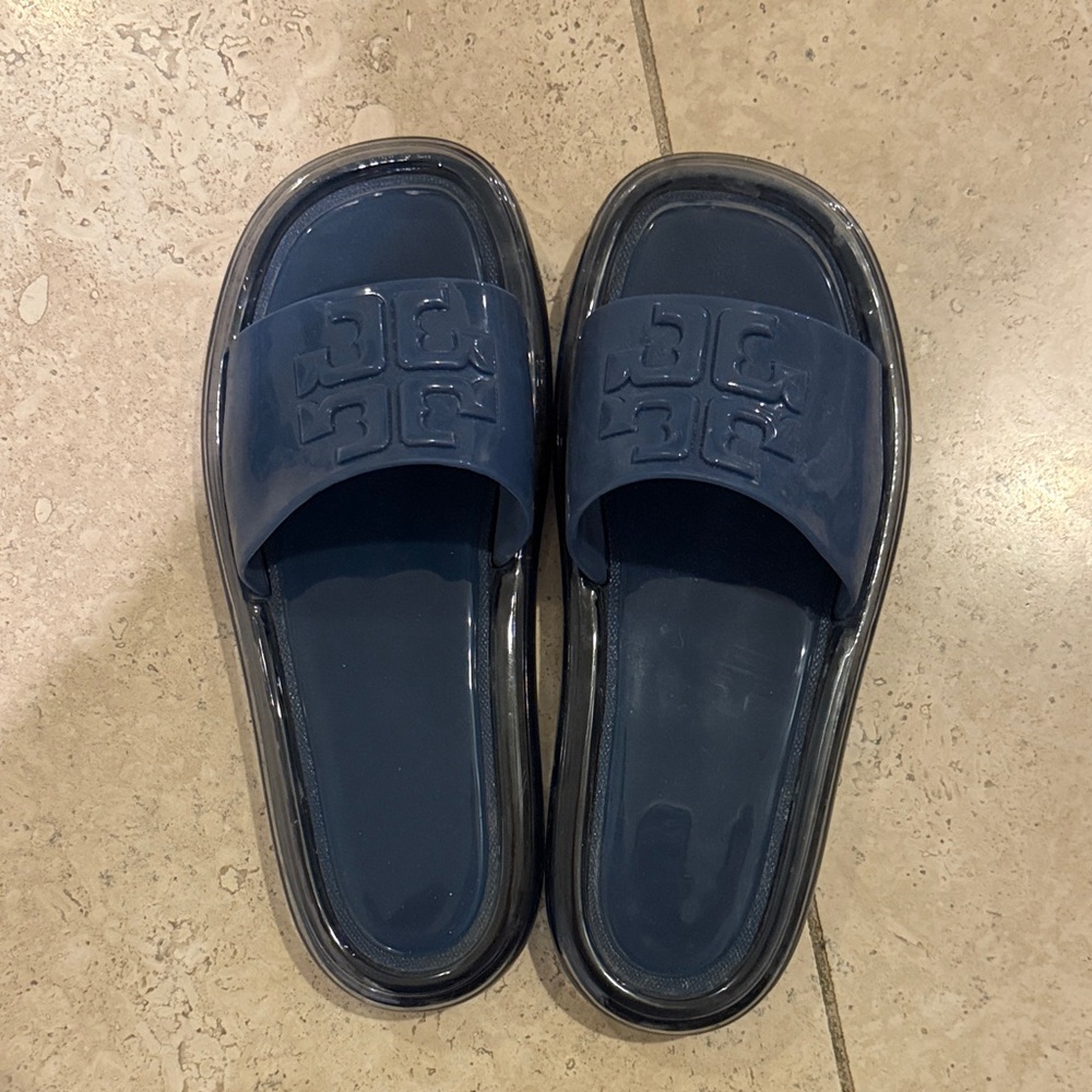 Tory Burch Blue Slide Sandals